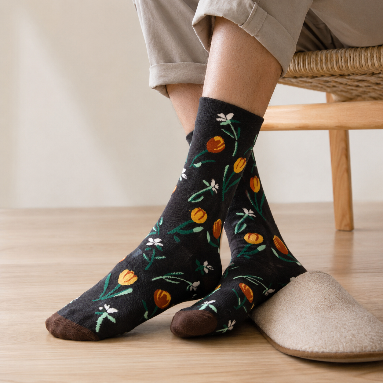 Artistic Floral & Landscape Crew Socks – 6 Unique Patterned Styles