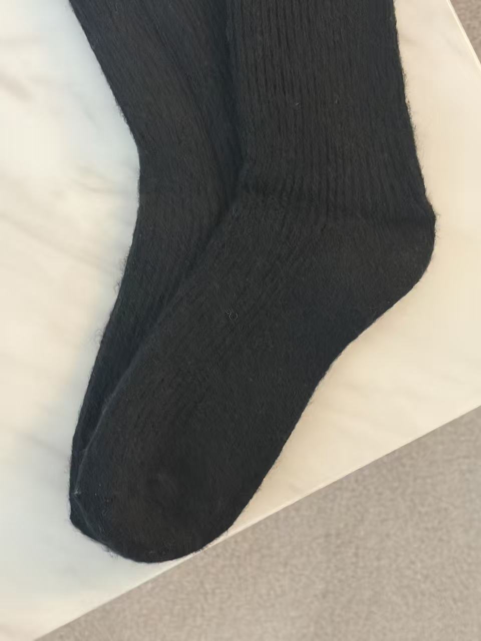 Wool-Blend Crew Socks- Black