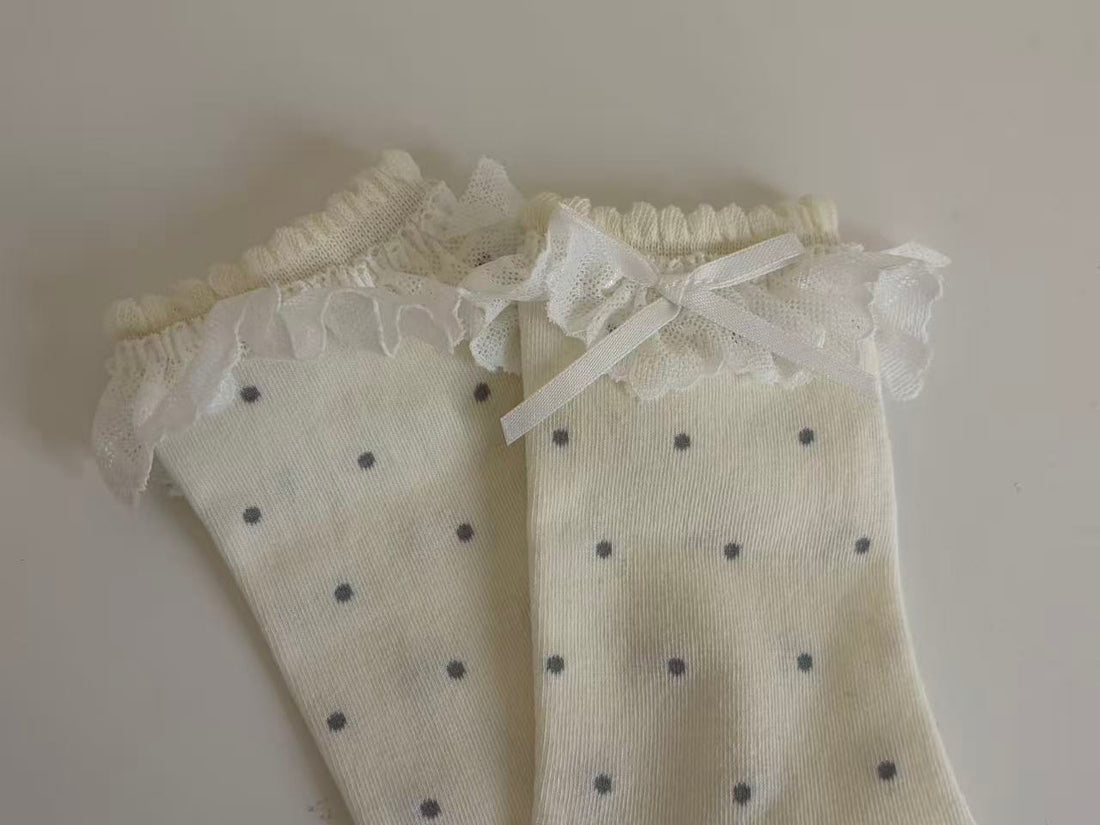 Vintage Polka Dot Lace Ruffle Socks