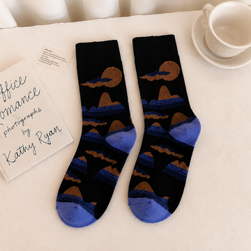 Vintage Art Inspired Crew Socks – Artistic Painting Pattern Cotton Socks for Women & Men