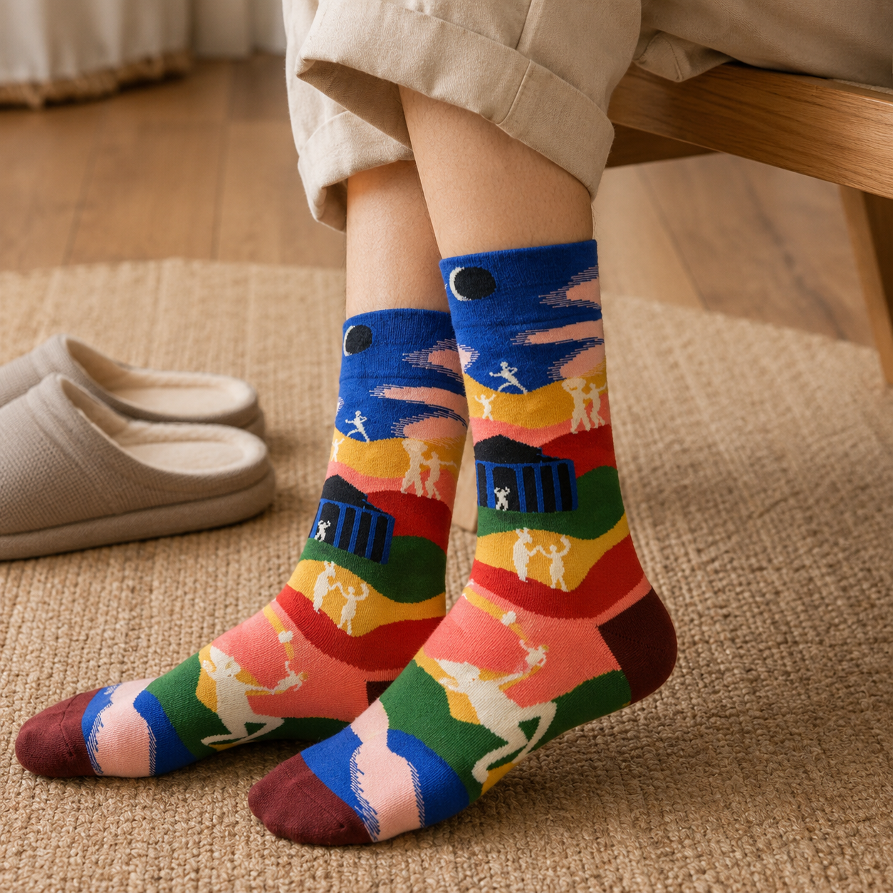 Artistic Floral & Landscape Crew Socks – 6 Unique Patterned Styles