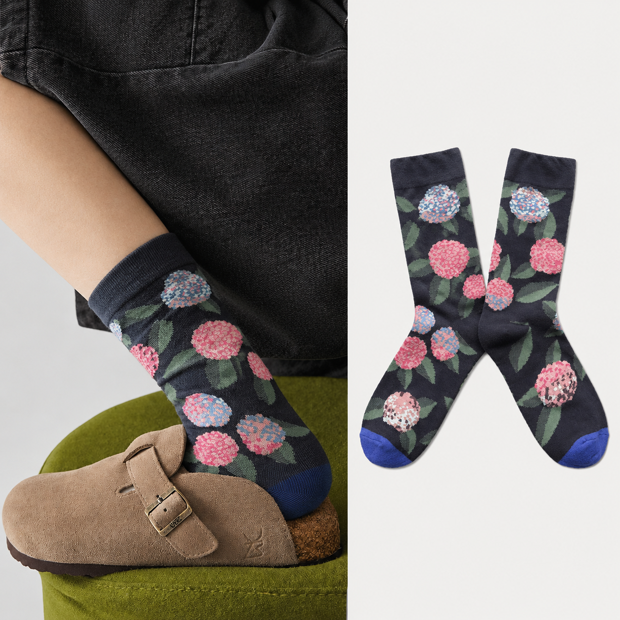 Artistic Floral & Countryside Women’s Crew Socks – Colorful Patterned Everyday Socks