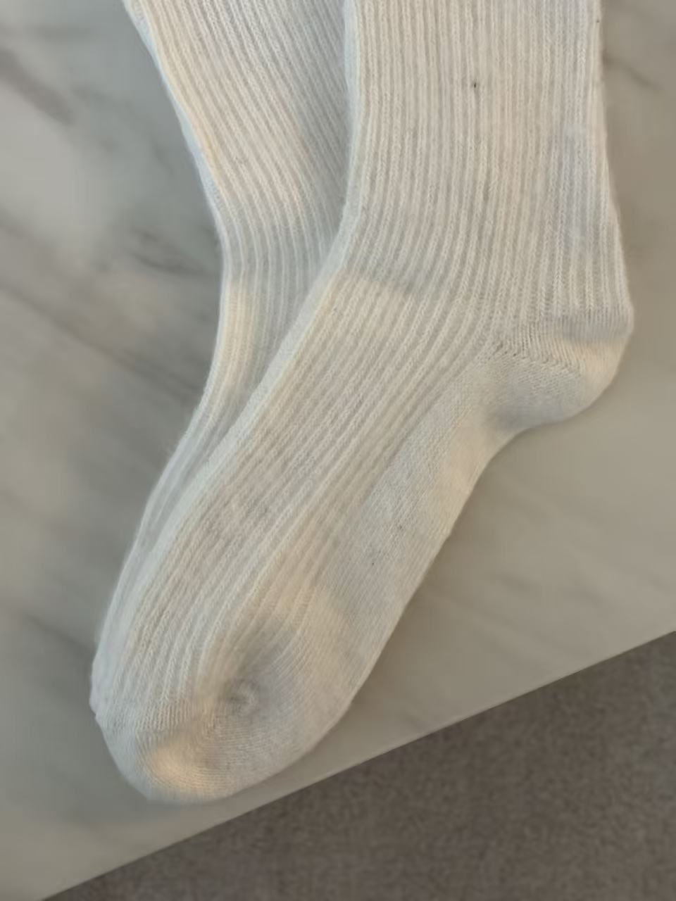 Wool-Blend Crew Socks- White