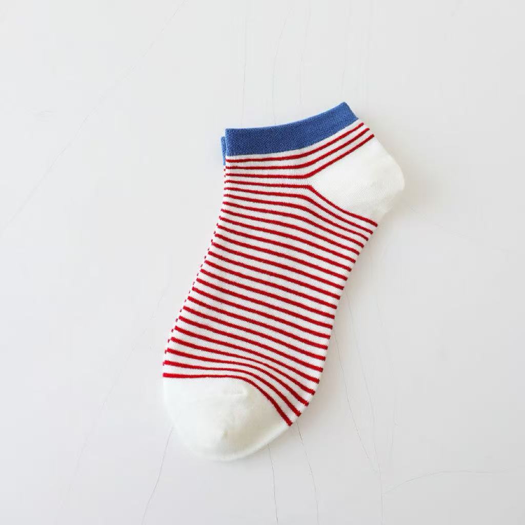 The Coastal Ankle Sock in Crimson Stripe