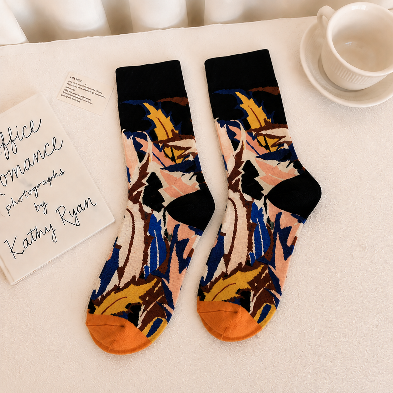 Vintage Art Inspired Crew Socks – Artistic Painting Pattern Cotton Socks for Women & Men