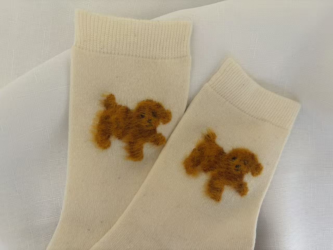 Wool-Blend Fuzzy Animal Motif Crew Socks