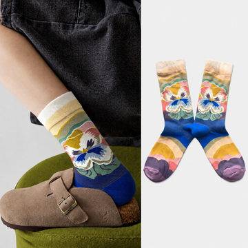 Artistic Floral & Countryside Women’s Crew Socks – Colorful Patterned Everyday Socks